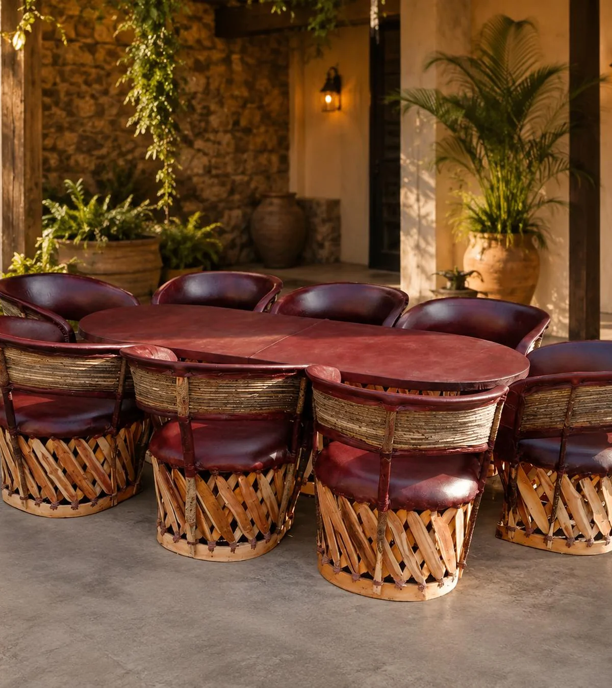 Comedor personalizado con equipales color tabaco